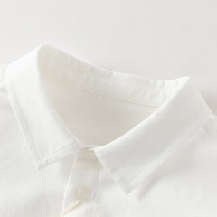 Dave&Bella Toddler Boys Gentle White Long Sleeve College-style Cotton Soft Shirt Tops