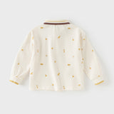 Dave&Bella Toddler Boys Casual Apricot Print Long Sleeve Formal Polos