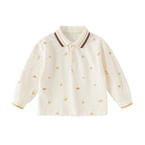 Dave&Bella Toddler Boys Casual Apricot Print Long Sleeve Formal Polos