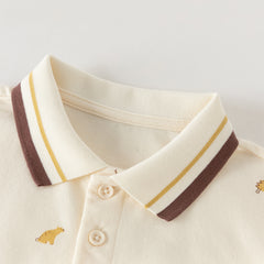 Dave&Bella Toddler Boys Casual Apricot Print Long Sleeve Formal Polos