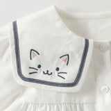 Dave&Bella Toddler Girls White Cute Cat Long Sleeve Soft Top Pant Suits