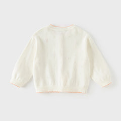 Dave&Bella Toddler Girls Casual Beige Lightweight Cotton Sweater Cardigans