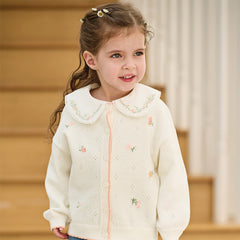 Dave&Bella Toddler Girls Casual Beige Lightweight Cotton Sweater Cardigans