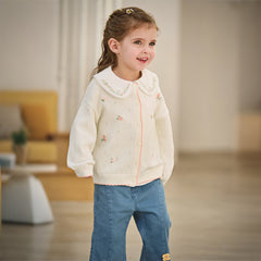 Dave&Bella Toddler Girls Casual Beige Lightweight Cotton Sweater Cardigans