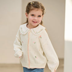 Dave&Bella Toddler Girls Casual Beige Lightweight Cotton Sweater Cardigans