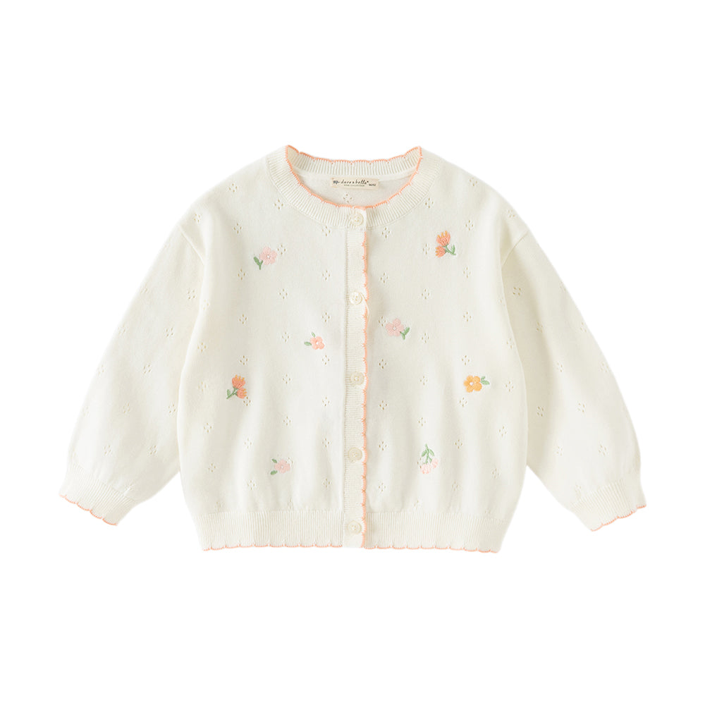 Dave&Bella Toddler Girls Casual Beige Lightweight Cotton Sweater Cardigans