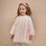 Dave&Bella Toddler Girls Adorable Pink Long Sleeve A-line Mesh Dress