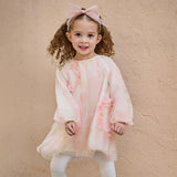 Dave&Bella Toddler Girls Adorable Pink Long Sleeve A-line Mesh Dress