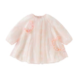 Dave&Bella Toddler Girls Adorable Pink Long Sleeve A-line Mesh Dress