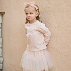 Dave&Bella Toddler Girls Summer Sweet Pink Comfortable Top Mesh Skirt Suits
