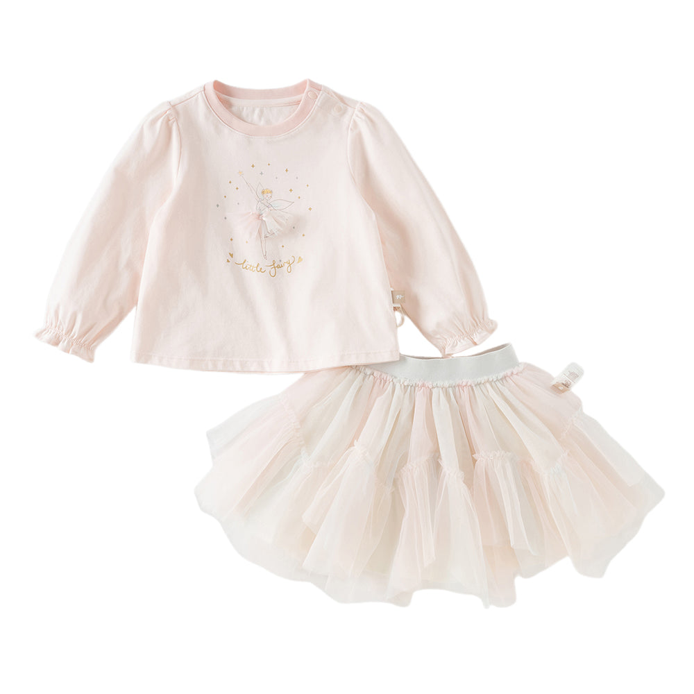 Dave&Bella Toddler Girls Summer Sweet Pink Comfortable Top Mesh Skirt Suits