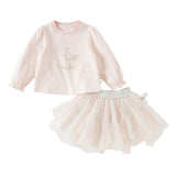 Dave&Bella Toddler Girls Summer Sweet Pink Comfortable Top Mesh Skirt Suits