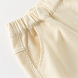 Dave&Bella Toddler Girls Versatile Beige Loose Straight-leg Pants