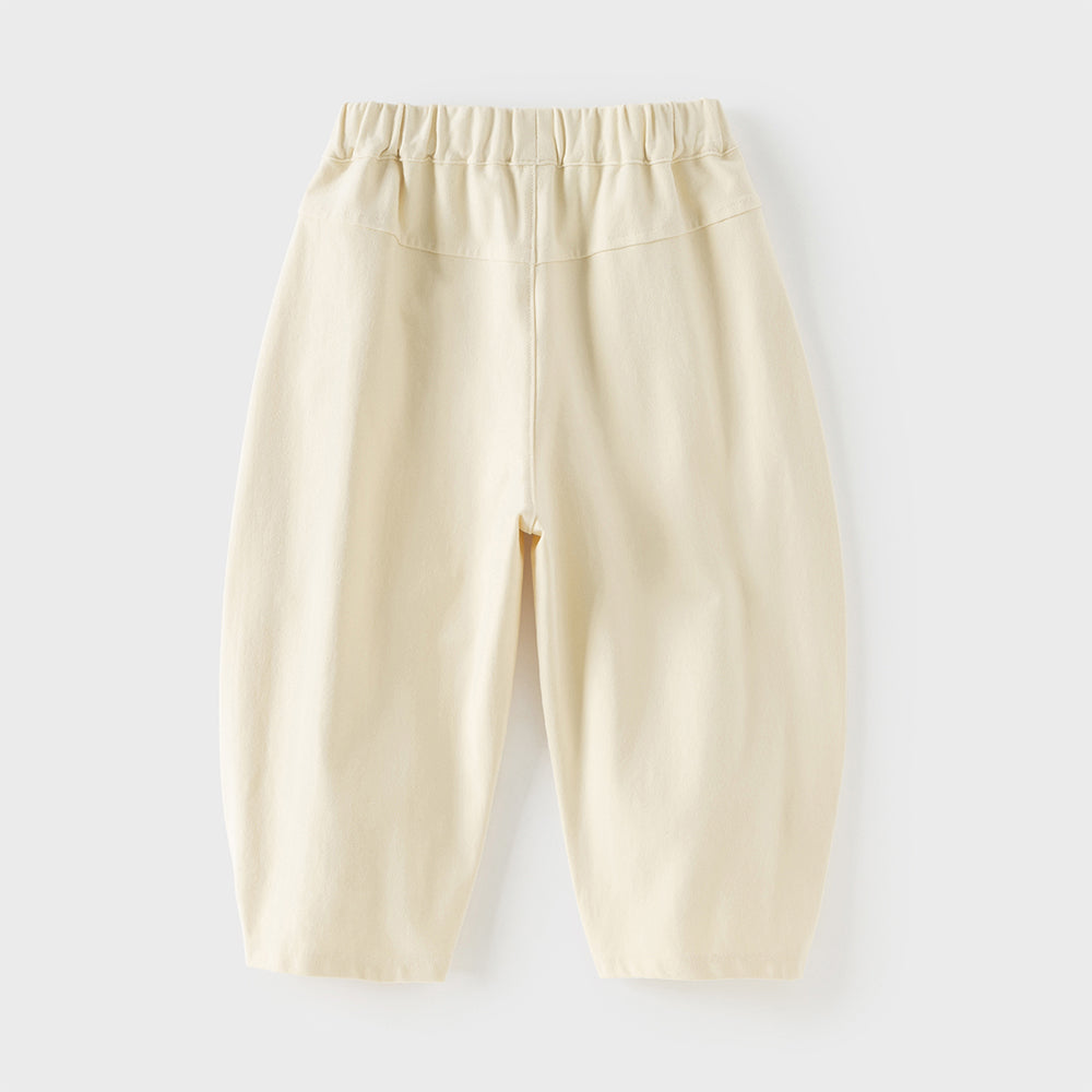 Dave&Bella Toddler Girls Versatile Beige Loose Straight-leg Pants