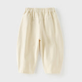 Dave&Bella Toddler Girls Versatile Beige Loose Straight-leg Pants