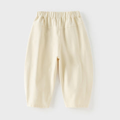 Dave&Bella Toddler Girls Versatile Beige Loose Straight-leg Pants