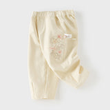 Dave&Bella Toddler Girls Versatile Beige Loose Straight-leg Pants