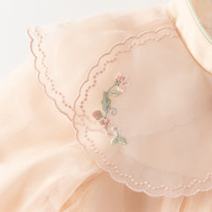 Dave&Bella Toddler Girls Charming Orange Chinese-style Embroidery A-line Mesh Dress