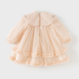 Dave&Bella Toddler Girls Charming Orange Chinese-style Embroidery A-line Mesh Dress
