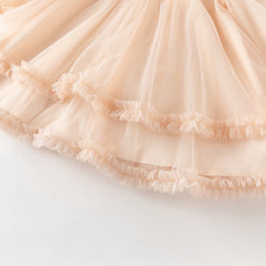 Dave&Bella Toddler Girls Charming Orange Chinese-style Embroidery A-line Mesh Dress