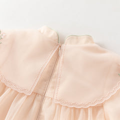 Dave&Bella Toddler Girls Charming Orange Chinese-style Embroidery A-line Mesh Dress