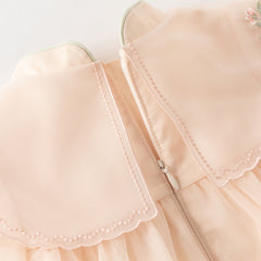 Dave&Bella Toddler Girls Charming Orange Chinese-style Embroidery A-line Mesh Dress