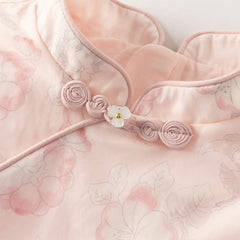 Dave&Bella Toddler Girls Chinese-style Pink Floral Print Turtle Mesh Birthday Dress