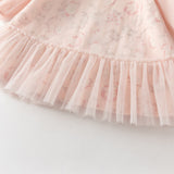 Dave&Bella Toddler Girls Chinese-style Pink Floral Print Turtle Mesh Birthday Dress