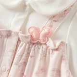 Dave&Bella Baby Girls Pink Floral Rabbit-style Indoor Comfortable Rompers
