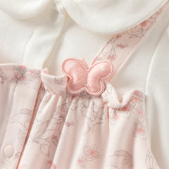 Dave&Bella Baby Girls Pink Floral Rabbit-style Indoor Comfortable Rompers