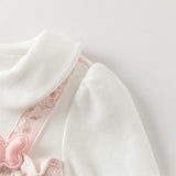 Dave&Bella Baby Girls Pink Floral Rabbit-style Indoor Comfortable Rompers