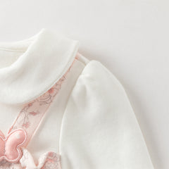 Dave&Bella Baby Girls Pink Floral Rabbit-style Indoor Comfortable Rompers