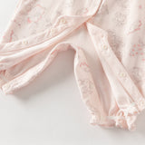 Dave&Bella Baby Girls Pink Floral Rabbit-style Indoor Comfortable Rompers