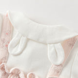 Dave&Bella Baby Girls Pink Floral Rabbit-style Indoor Comfortable Rompers