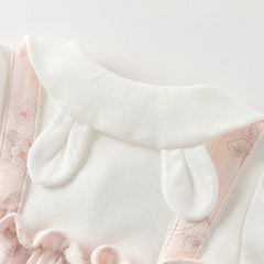 Dave&Bella Baby Girls Pink Floral Rabbit-style Indoor Comfortable Rompers