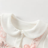 Dave&Bella Baby Girls Pink Floral Rabbit-style Indoor Comfortable Rompers