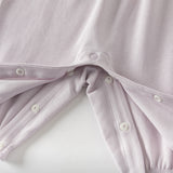 Dave&Bella Baby Girls Grey Purple Flower Embroidery Indoor Lightweight Rompers