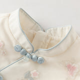 Dave&Bella Toddler Girls Chinese-style Pink Turtle Flower Embroidery Mesh A-line Dress