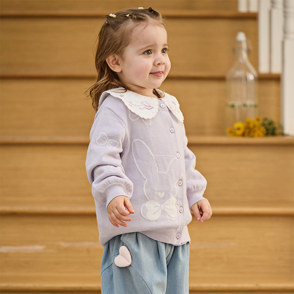 Dave&Bella Toddler Girls Purple Breathable Cotton Sweater Cardigans Tops