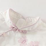 Dave&Bella Toddler Girls Purple Pink Floral Print Chinese-style Turtle Top Mesh Skirt Suits