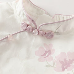 Dave&Bella Toddler Girls Purple Pink Floral Print Chinese-style Turtle Top Mesh Skirt Suits