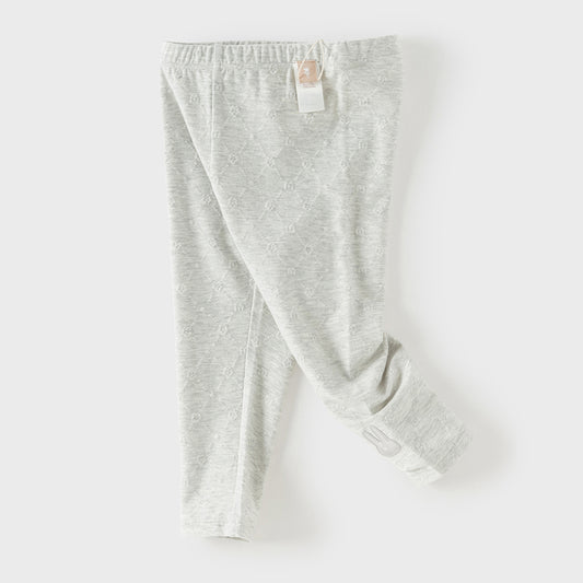 Dave&Bella Toddler Girls Light Grey/Apricot Cute Rabbit Versatile Slim Leggings