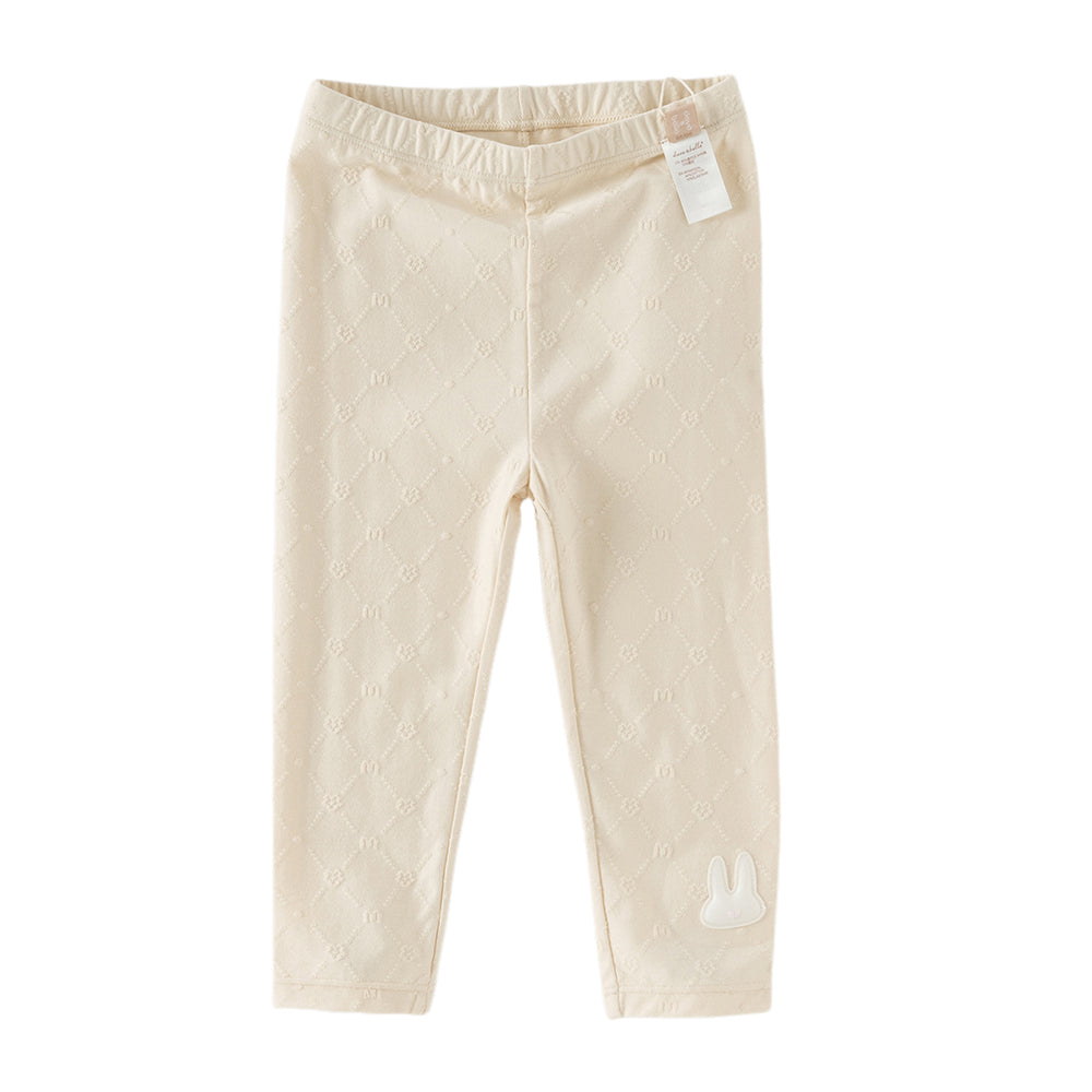 Dave&Bella Toddler Girls Light Grey/Apricot Cute Rabbit Versatile Slim Leggings