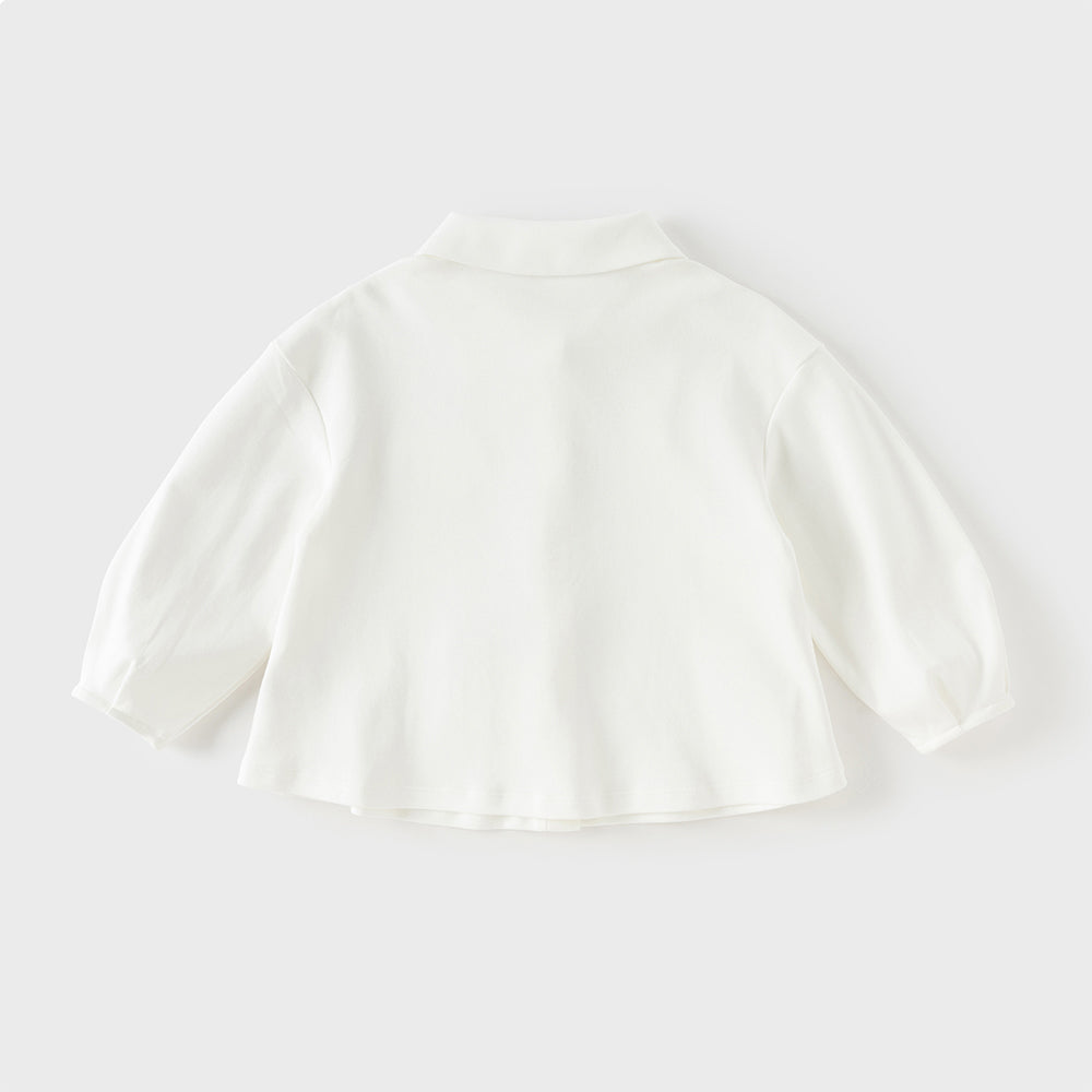 Dave&Bella Toddler Girls White Fashion Turndown-collar Comfortable Cotton Casual Shirts