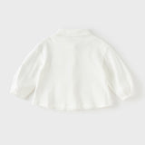 Dave&Bella Toddler Girls White Fashion Turndown-collar Comfortable Cotton Casual Shirts