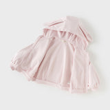 Dave&Bella Toddler Girls Sweet Peach Pink Hooded Rabbit-shaped Top Pant Suits
