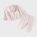Dave&Bella Toddler Girls Sweet Peach Pink Hooded Rabbit-shaped Top Pant Suits