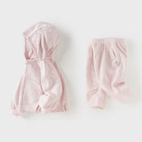 Dave&Bella Toddler Girls Sweet Peach Pink Hooded Rabbit-shaped Top Pant Suits