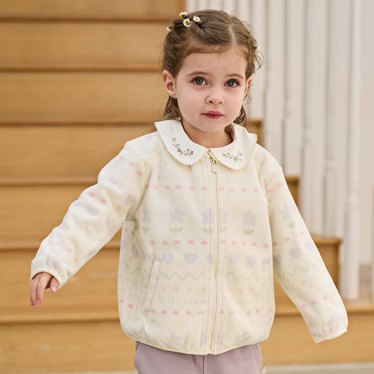 Dave&Bella Toddler Girls Floral Sweet Fleece Soft Warm Comfortable Coats