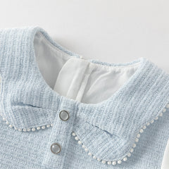 Dave&Bella Toddler Girls Elegant Sky Blue Long Sleeve Princess Birthday Mesh Dress